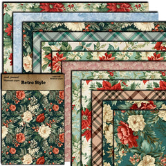 Vintage Botanical Floral Grid Paper Pad - 12 Sheets Scrapbook Background Paper for Junk Journal