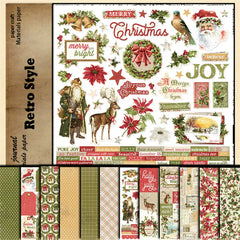 Vintage Christmas European Background Paper - 12 Pieces Simple Holiday Junk Journal Paper for Scrapbooking