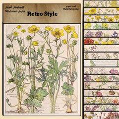 British Wildflower Botanical Junk Journal Paper - 20 Pieces Vintage Plant Background Paper for Scrapbooking