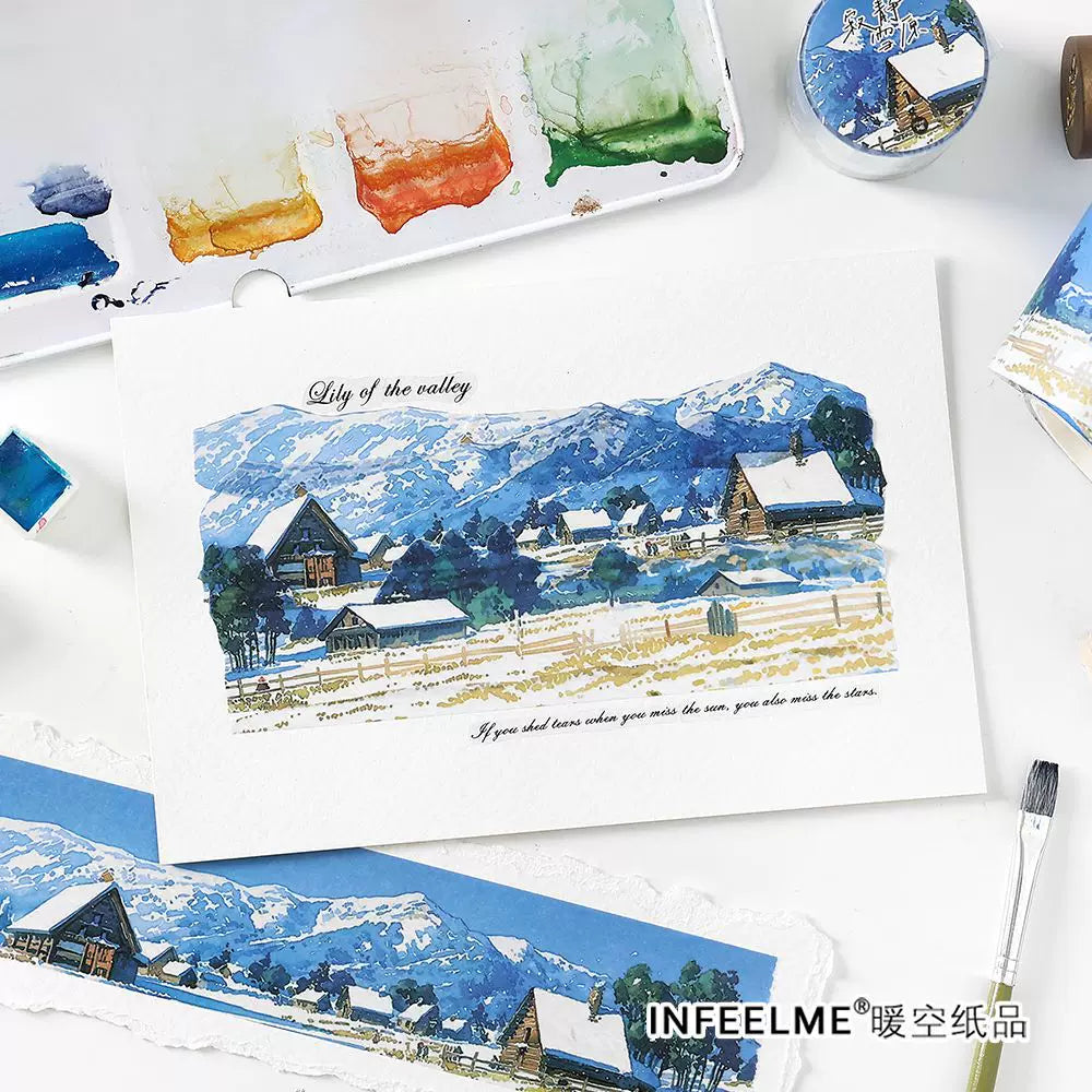 Winterliche Schneelandschaft Washi Tape - Naturlandschaft | PET-Szenenbau Journal Dekoration Rolle