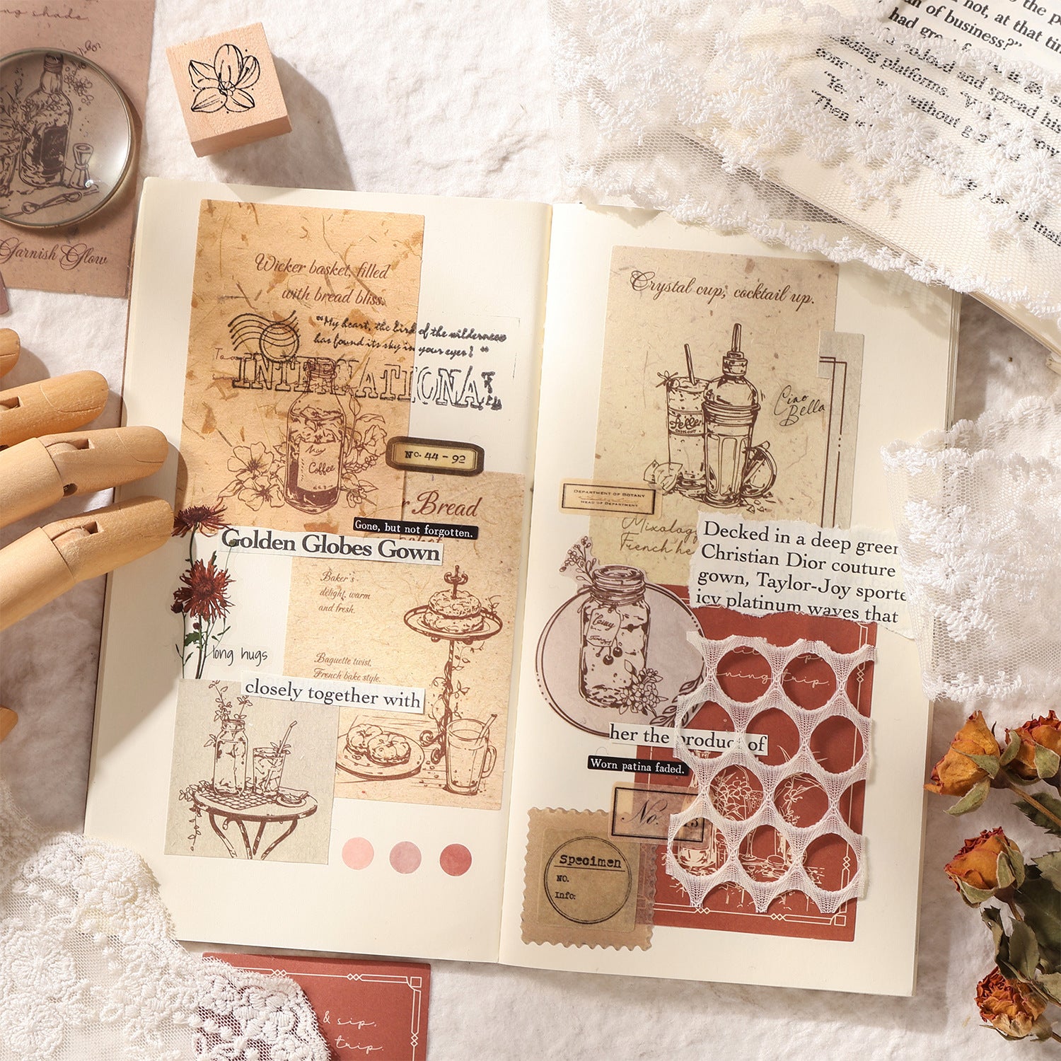 Dual-material sticker pack with soft text and line art pieces