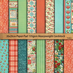 Cherry Bowl Botanical Junk Journal Paper - 15 Pieces Vintage Plant Background Paper for Scrapbooking