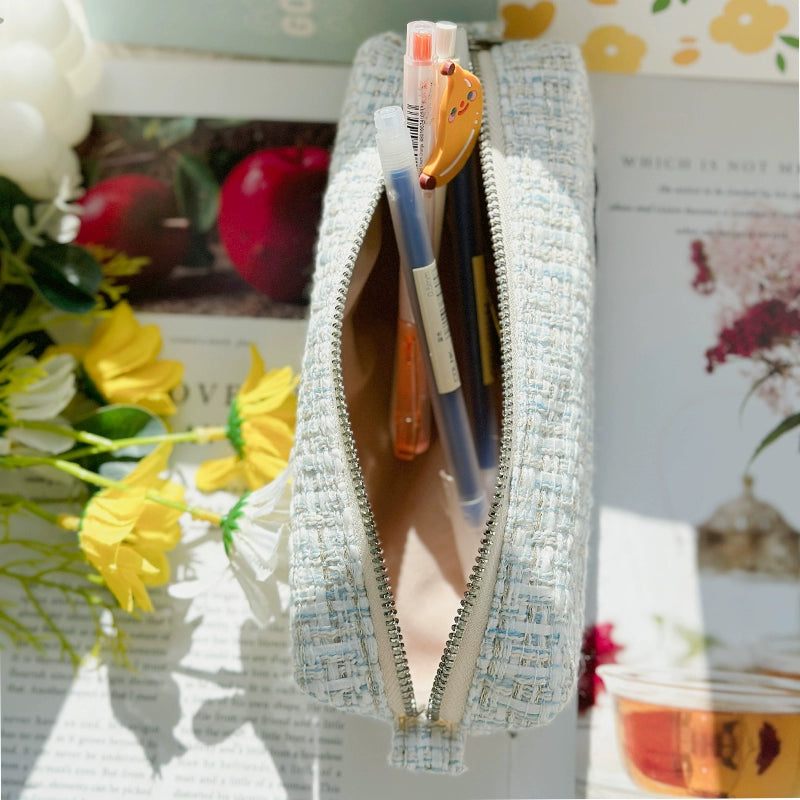 Tweed Pencil Pouch – Elegant Textured Journaling Pen Case Tweed Pencil Pouch – Journaling Pen Case | Elegant Stationery Bag