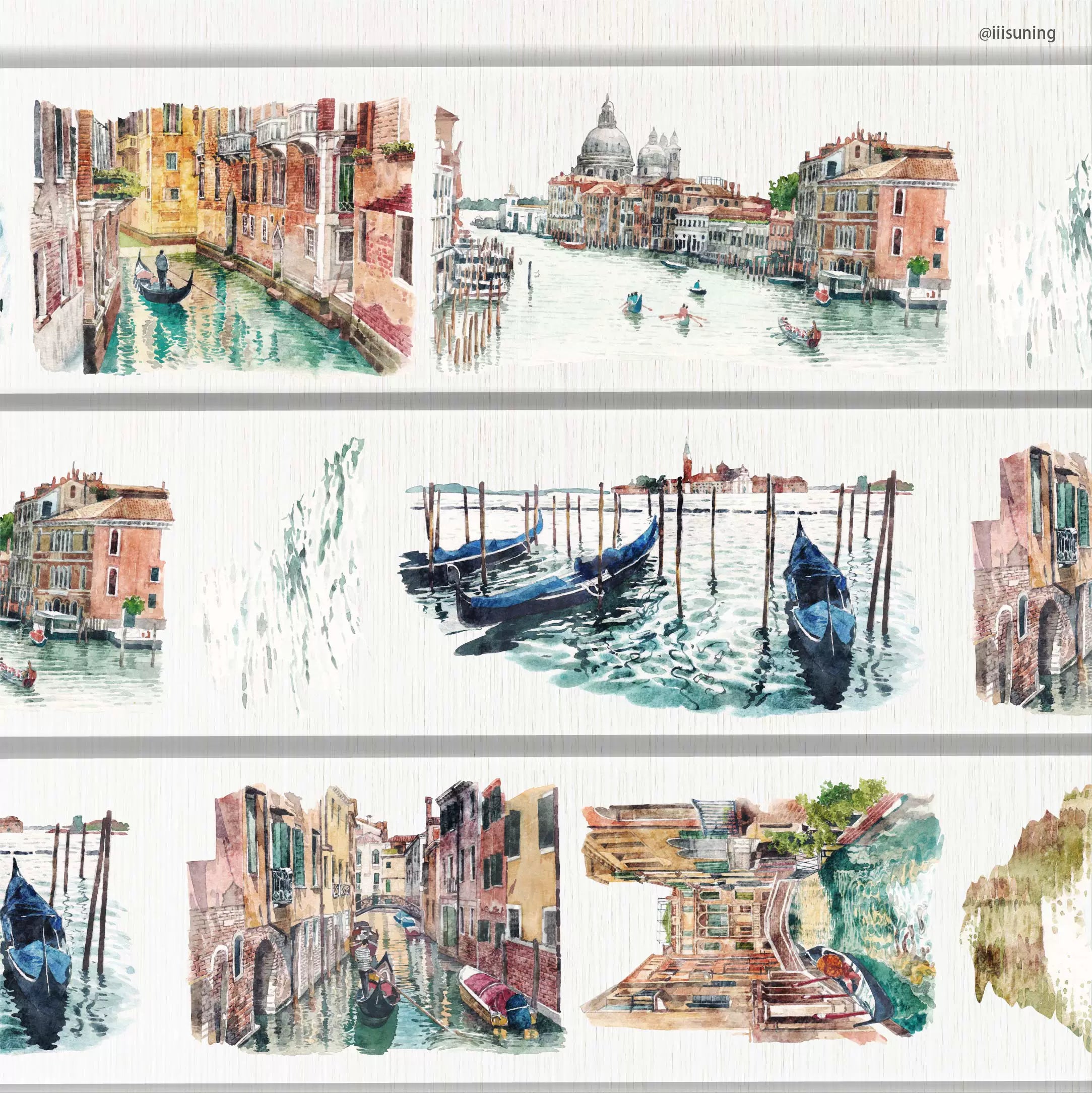 Delicate Venice Secret PET Tape showcasing romantic Venetian canals and colorful European architecture for creative journaling.