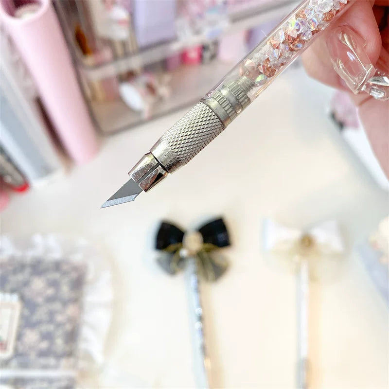 Vintage Plaid Bow Pearl Decorative Craft Knife
