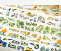 Seasonal Landscape PET Tape - Through Spring & Autumn Journaling Washi Tape