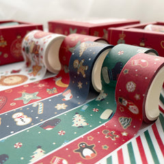 Christmas Washi Tape 6 Rolls - Creative Holiday Decorative Tape for Journaling & Scrapbooking