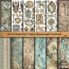 Vintage Fantasy Wanderer Junk Journal Paper - 12 Pieces European Background Paper for Scrapbooking & Collage