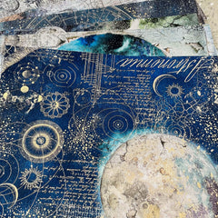 Cosmic Celestial Junk Journal Paper - Vintage Astronomy Wolf Deer Background Paper for Scrapbooking