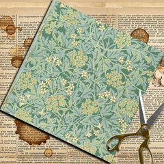 William Morris Floral Junk Journal Paper - 12 Pieces Vintage Foldable Stickers for Scrapbooking & Gift Decoration