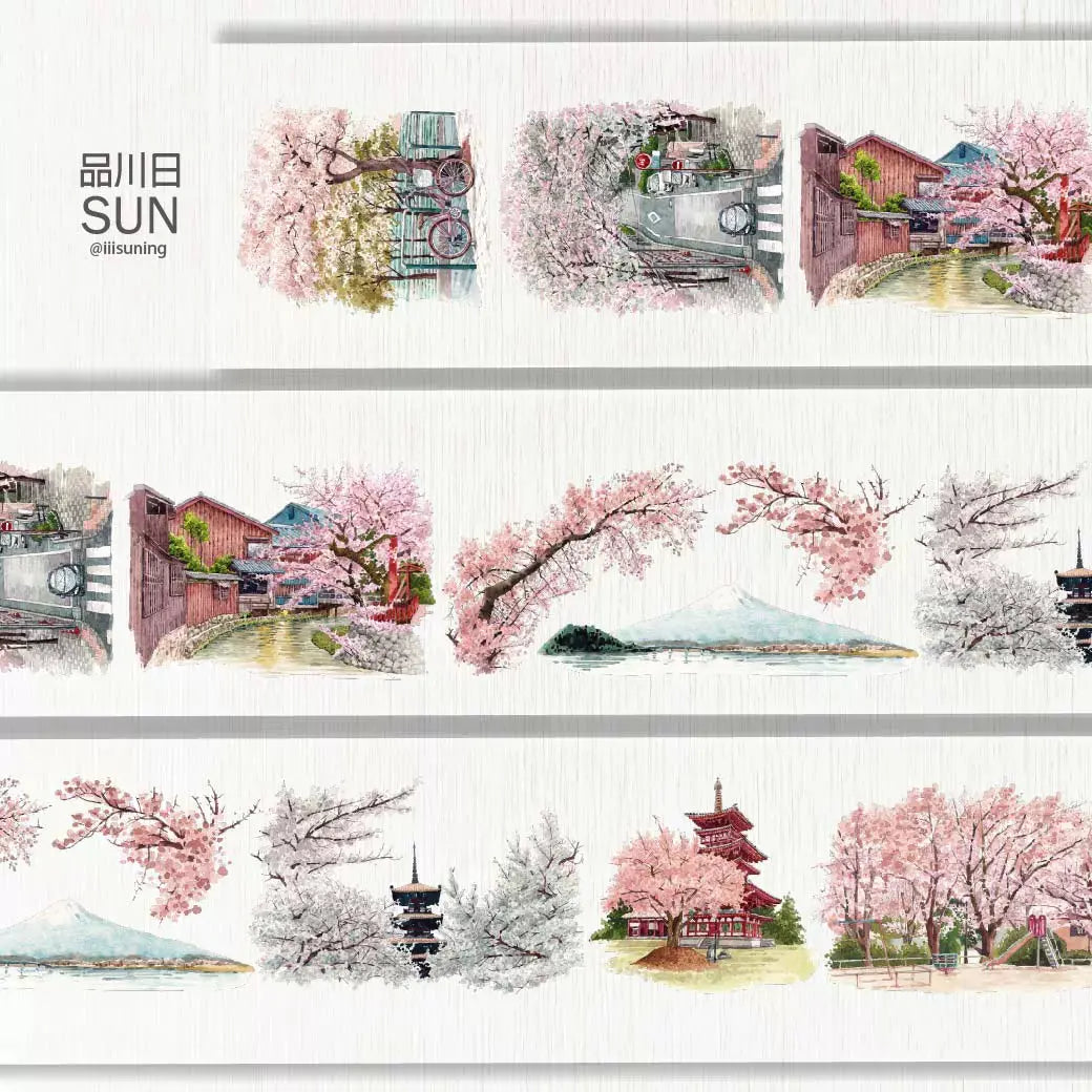 Sakura Street View PET Tape Sakura Street View PET Tape | Japanese Cherry Blossom Scenery