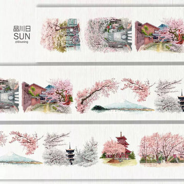 Sakura Street View PET Tape Sakura Street View PET Tape | Japanese Cherry Blossom Scenery