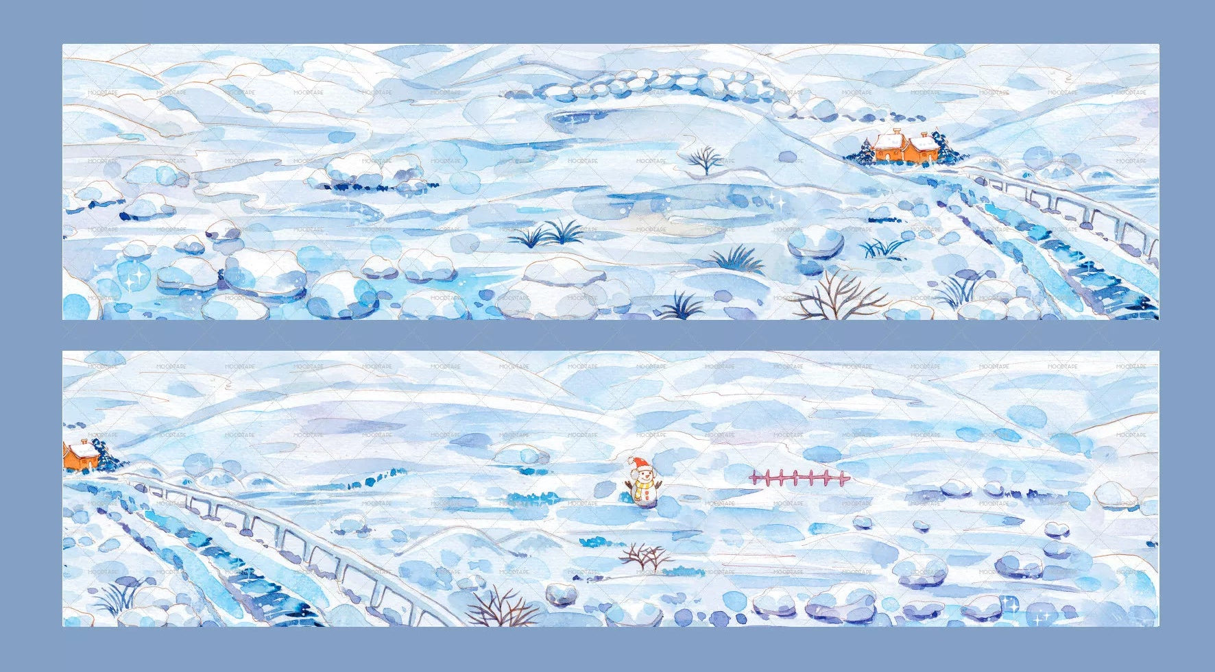 冬の雪景色和紙テープ - 5cm x 100cm