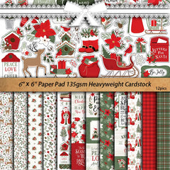 Christmas Holiday Junk Journal Paper - 12 Pieces Festive Background Paper for Scrapbooking & Art Journaling