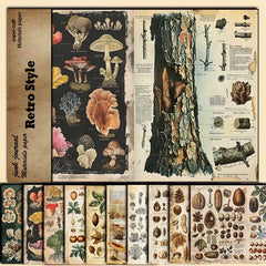 Vintage Botanical World Junk Journal Paper - 10 Pieces Dried Tree Nut Pattern Background Stickers for Scrapbooking