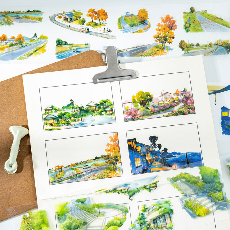 PET-Band „Saisonale Landschaften“ – Washi-Tape für Notizbücher für Frühling und Herbst