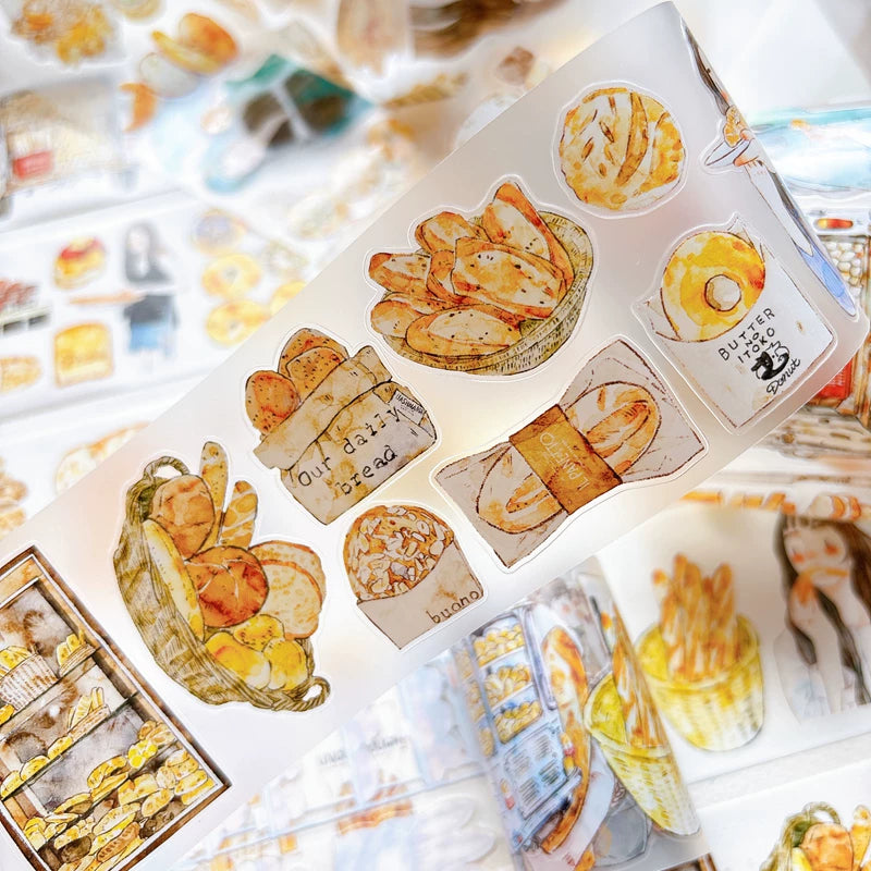 Tape roll and strips featuring bakery girls and bread