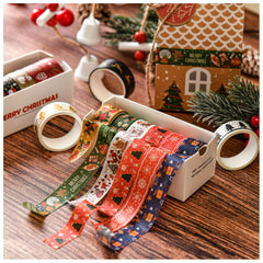 Christmas Washi Tape Set - 6 Rolls Decorative Masking Tape for Journaling & Scrapbooking