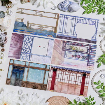 Chinese Garden Architecture Background Tape