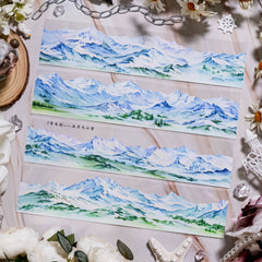 Stunning No.7 Landscaping Tape featuring snowy mountains, lush meadows, vibrant florals, and serene streams in detailed designs.