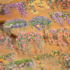 Romantic Floral Vine Botanical Stickers - 10pcs Waterproof Decorative Journaling Stickers