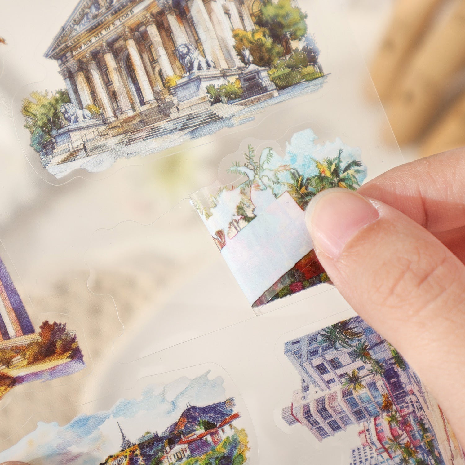 Trip to the World illustrated city die-cut sticker pack – landmarks and cultural icons by country