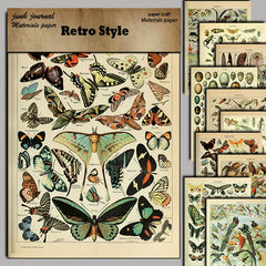 Vintage Insect Specimen Junk Journal Paper - 10 Pieces Foldable Animal Background Stickers for Scrapbooking