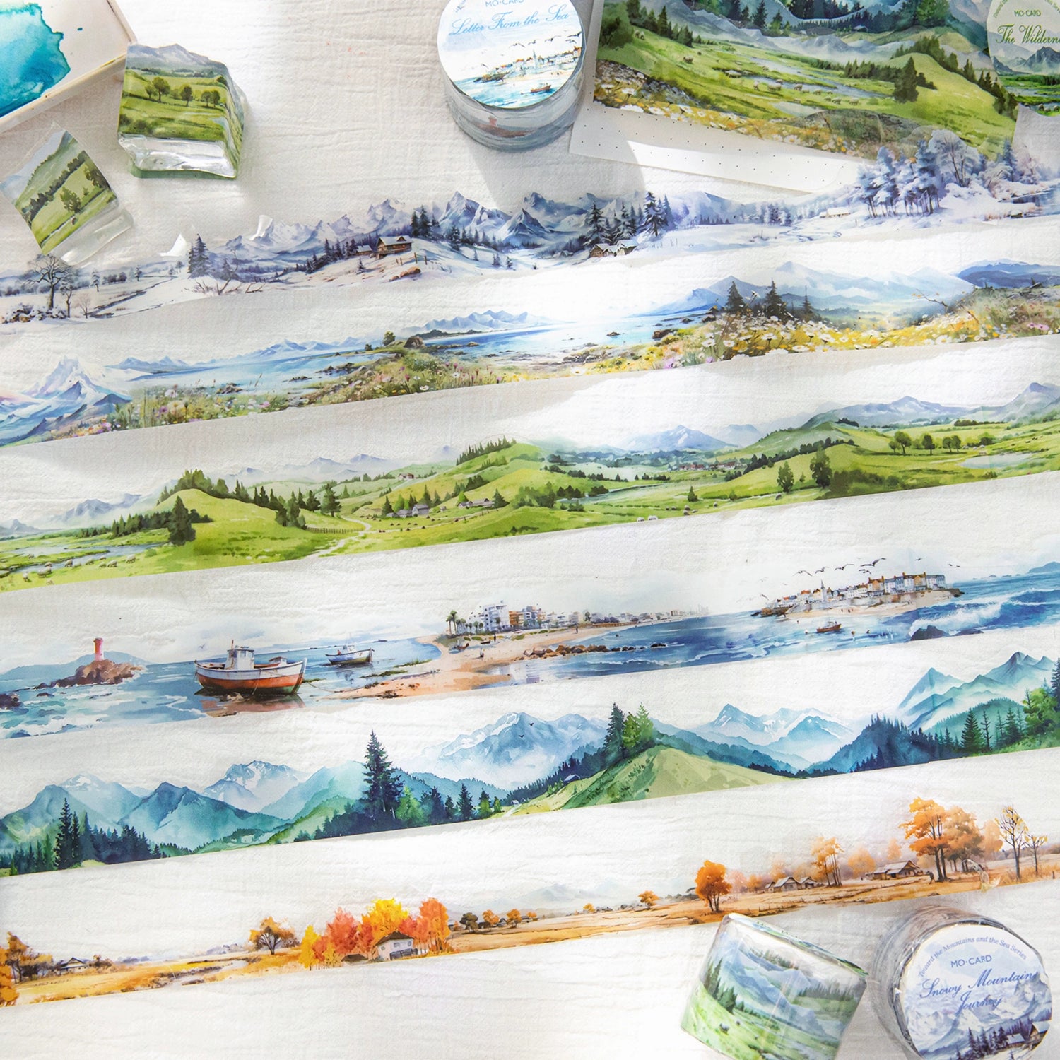 Mountain Landscape Washi Tape - Scenic Forest Hills | PET Journal Scene Building Decoration Roll