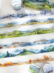 Mountain Landscape Washi Tape - Scenic Forest Hills | PET Journal Scene Building Decoration Roll