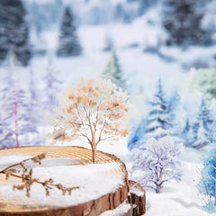 Winter Snow Tree Silhouette Stickers - Snowy Forest Scene | Waterproof PET Journal Decoration Pack