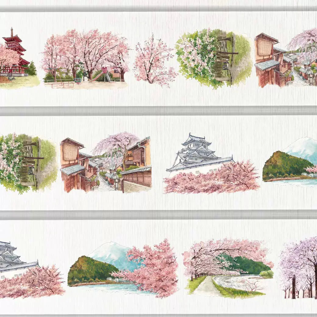 Sakura Street View PET Tape Sakura Street View PET Tape | Japanese Cherry Blossom Scenery