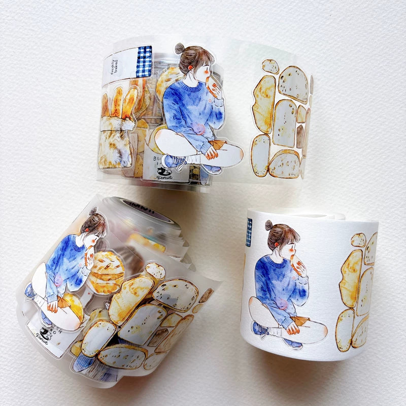 Tape roll and strips featuring bakery girls and bread