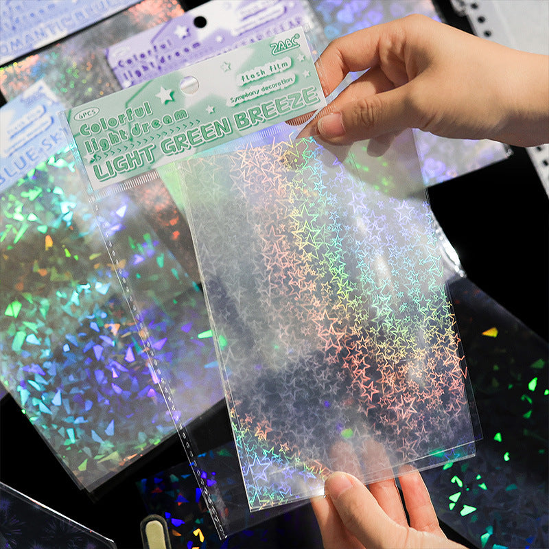 Holographic rainbow iridescent color-shifting film sticker pack