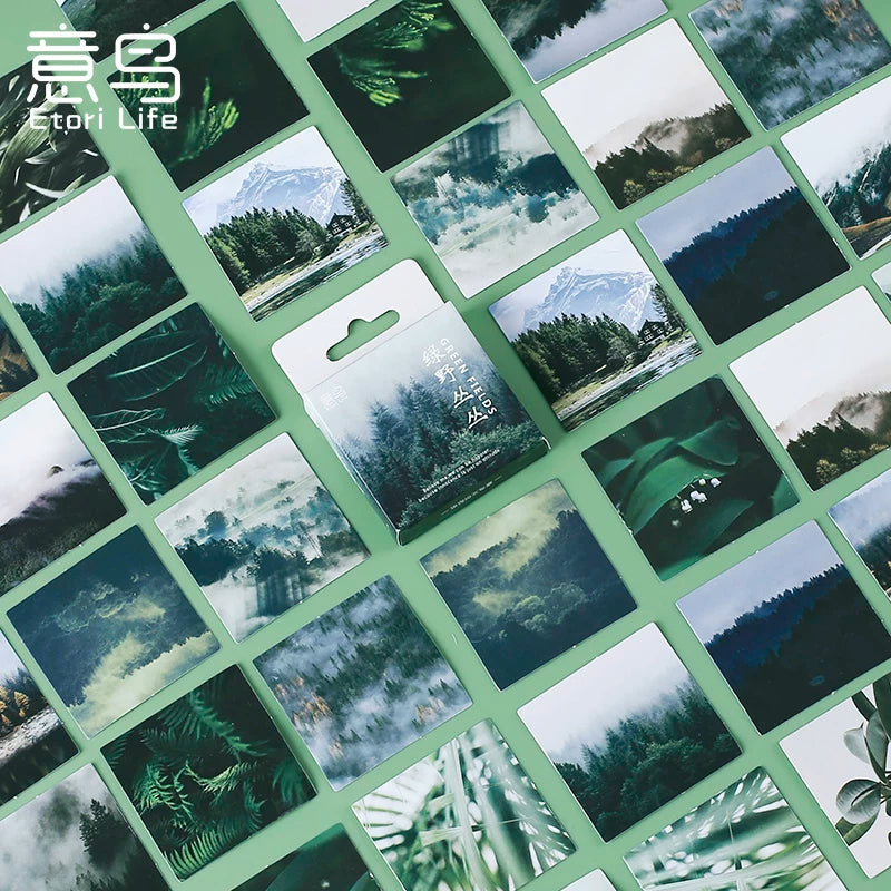 Green Forest Nature Landscape Stickers - Woodland Scenery | Waterproof Journal DIY Decoration Pack