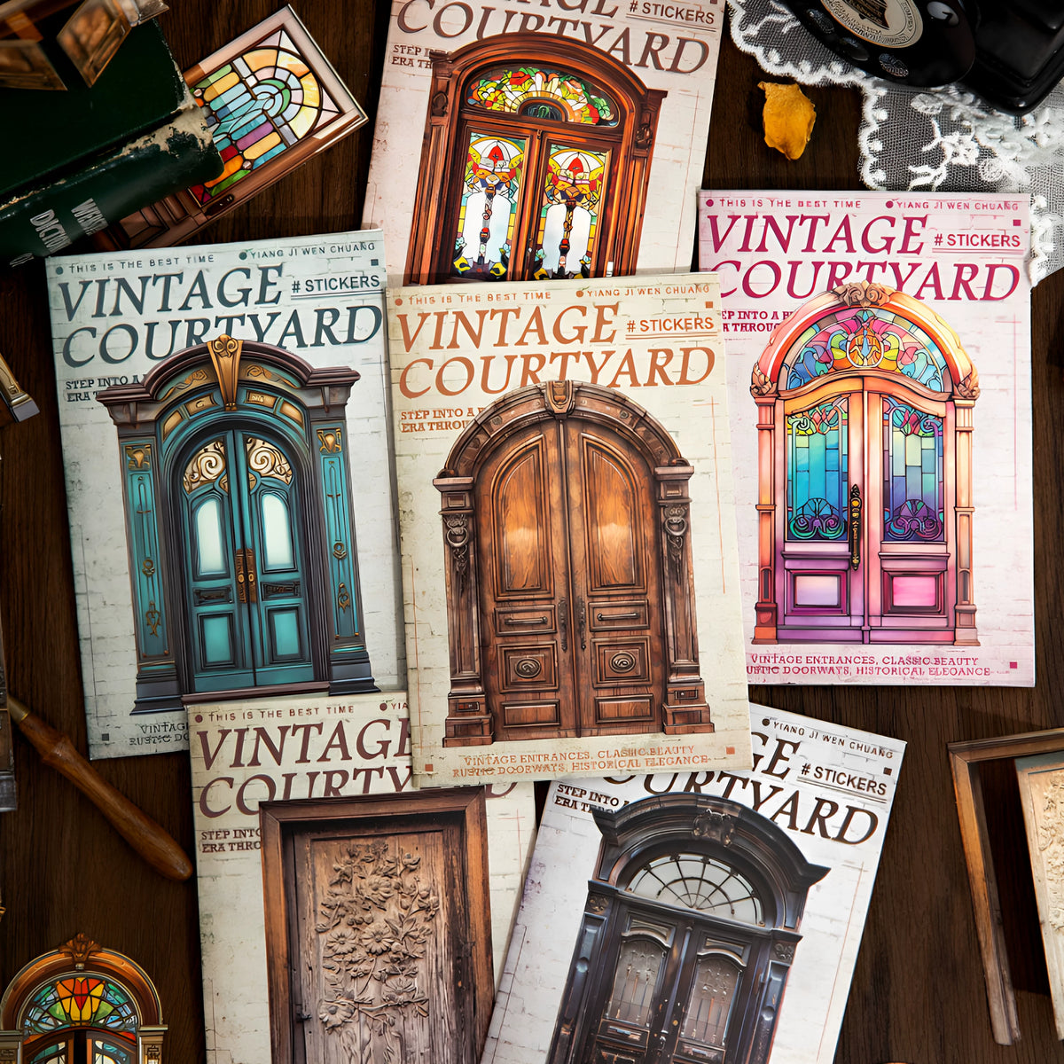 Vintage Doorway die-cut sticker pack