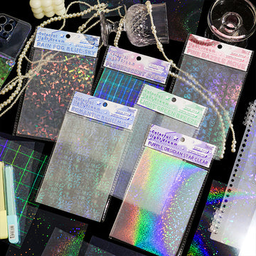 Holographic rainbow iridescent color-shifting film sticker pack