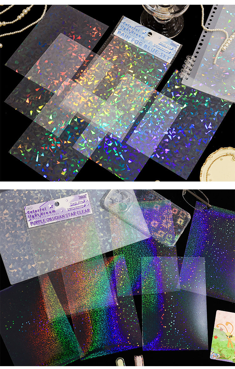 Holographic rainbow iridescent color-shifting film sticker pack