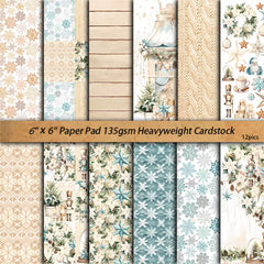 Vintage Merry Christmas European Background Paper - 12 Pieces Holiday Junk Journal Paper for Scrapbooking