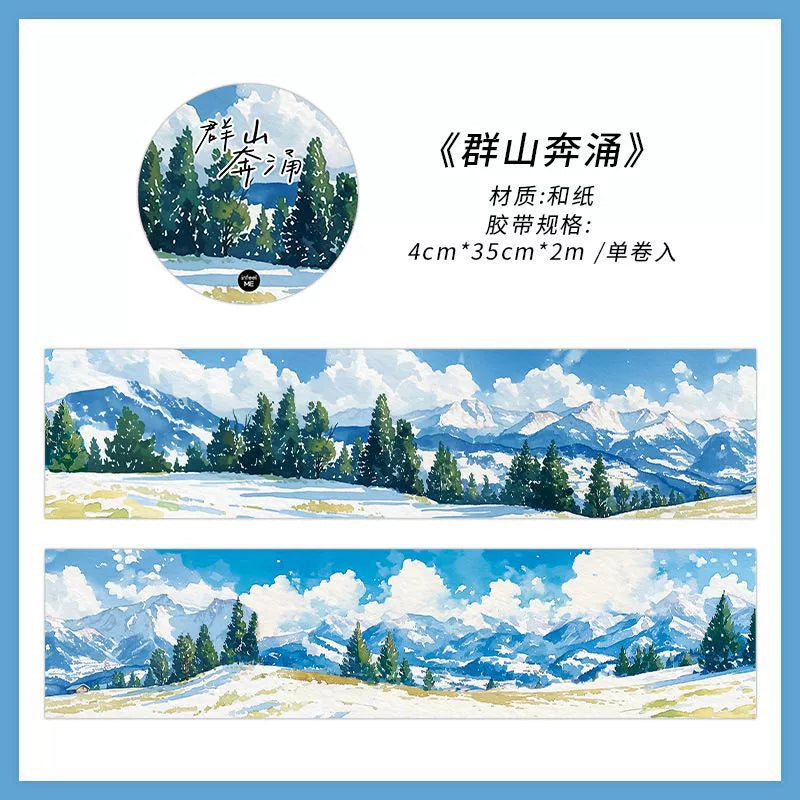 Winterliche Schneelandschaft Washi Tape - Naturlandschaft | PET-Szenenbau Journal Dekoration Rolle