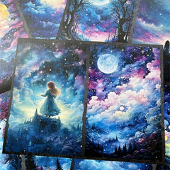 Vintage Magic Starry Sky Forest Junk Journal Paper - Cosmic Background Paper for Scrapbooking & Photography