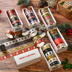 Christmas Washi Tape Set - 6 Rolls Decorative Masking Tape for Journaling & Scrapbooking