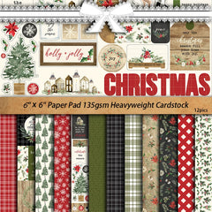 Vintage Christmas Plaid Junk Journal Paper - 12 Pieces European Holiday Background Stickers for Scrapbooking
