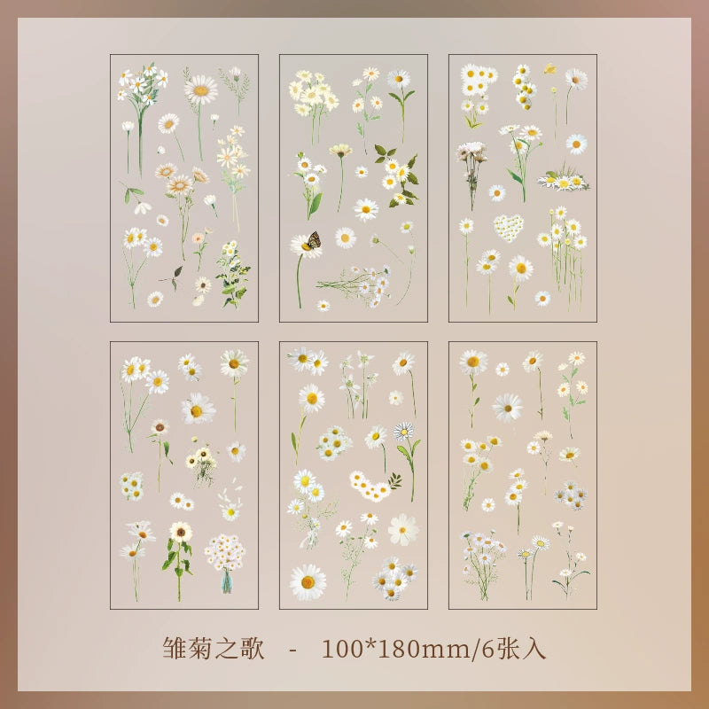 Botanical Flower Stickers - Vintage Plant Collection | Waterproof PVC Journal Decor