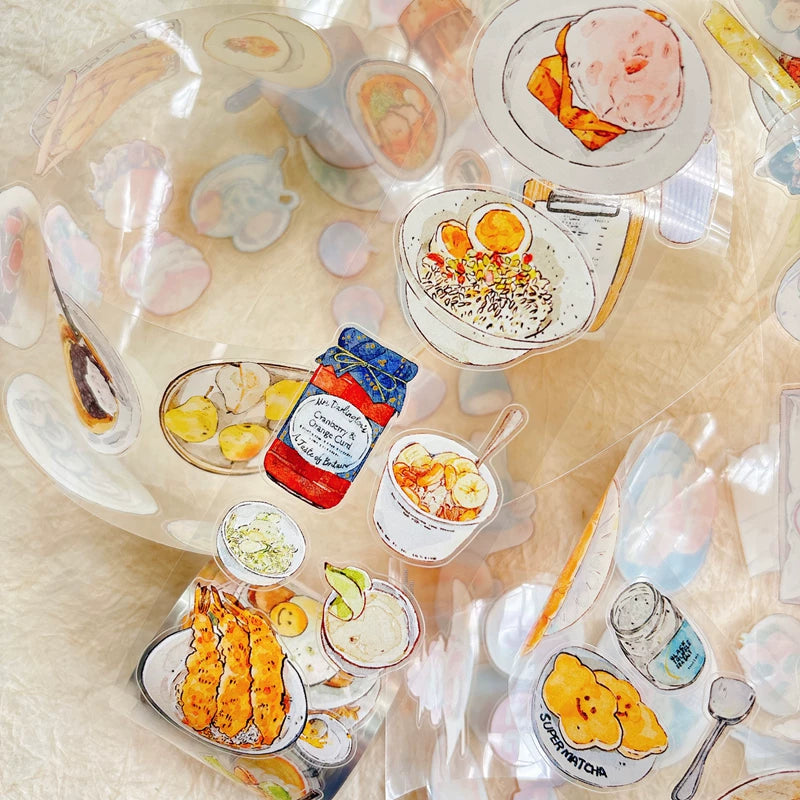 Food Moments PET Tape with illustrated food and everyday dining scenes