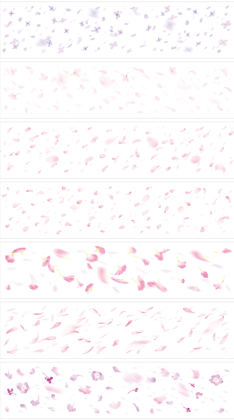 Soft pink flower petal PET tape pattern
