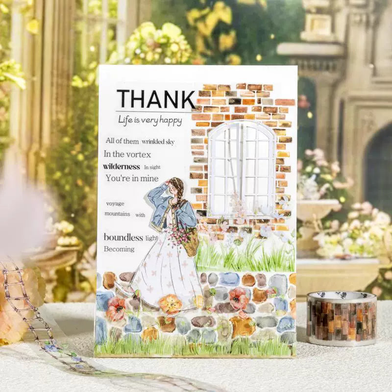 Gartenweg-Zaun Washi Tape - Künstlerische Rankenleiter-Szene | PET Journal Dekorationsrolle