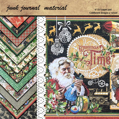 Vintage Christmas Santa Claus Junk Journal Paper - 12 Pieces Holiday Time Background Paper for Scrapbooking