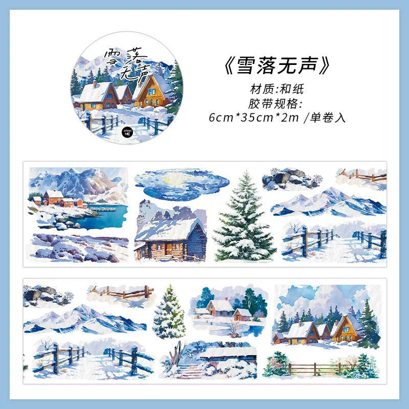 Winterliche Schneelandschaft Washi Tape - Naturlandschaft | PET-Szenenbau Journal Dekoration Rolle