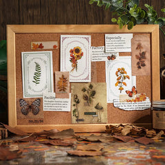 Die-Cut Vintage Botanical Flower Stickers - Forest Song PET Pack | Journal Collage Decoration