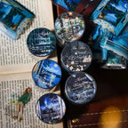 Enchanting Nightfall Series PET Tape showcasing a moonlit garden scene with intricate details and serene night vibes.